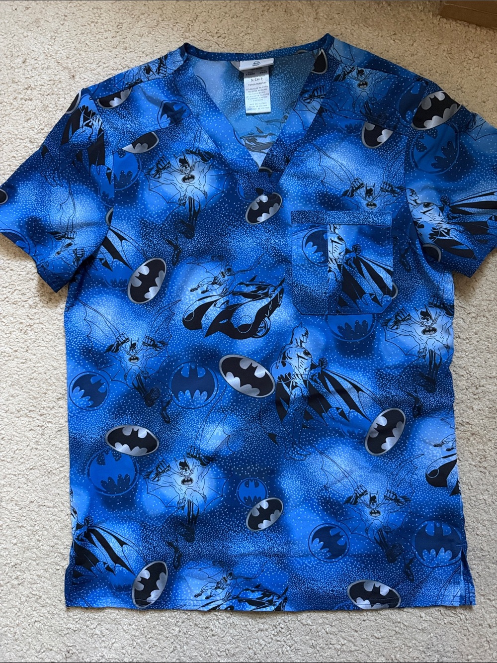 Batman Blue Graphic Scrub Top
